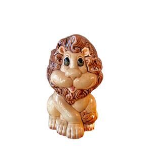Vintage 1970s Atlantic Mold Lion Piggy Bank Hand Painted Retro